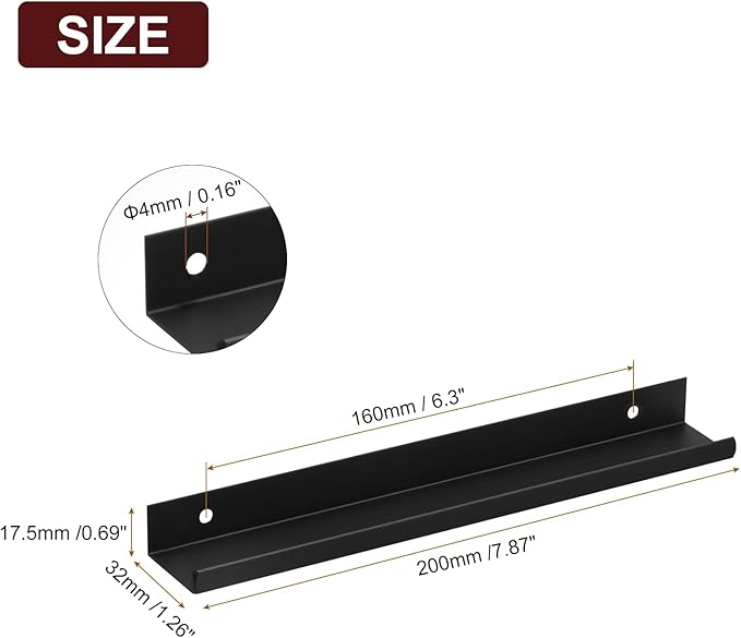 uxcell Cabinet Finger Edge Pull, 8pcs 200mm / 7.87" Aluminum Alloy Back Mount Hidden Cabinet Pulls Concealed Handle for Home Kitchen Drawer Cabinet, Black