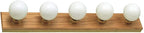Design House 500215 5 Strip Light Contemporary Dimmable for Bathroom, Bedroom, Makeup Vanity, Honey Oak