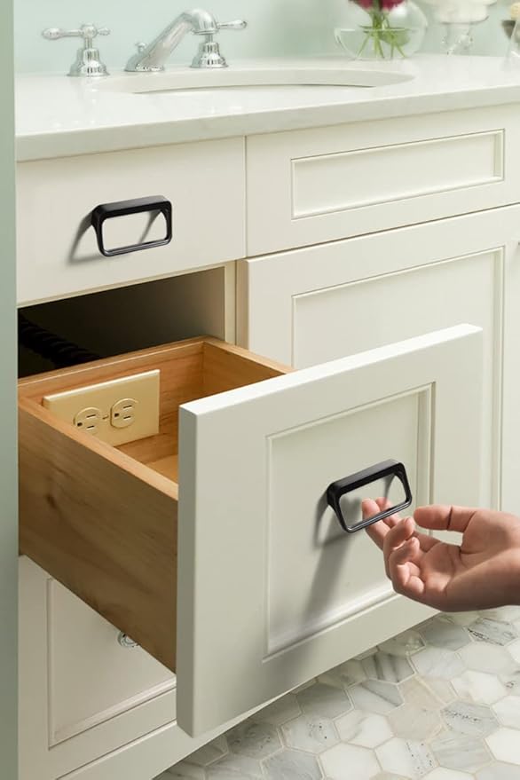Goo-Ki Matt Black Cabinet Pulls with Hole Center 2.5''(64mm),Modern Zinc Alloy Drawer Pulls for Drawer,Wardrobe,Cupboard,6 Pack
