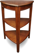Shield Solid Wood Tiered End Table with Shelves, Glazed Auburn Brown, Perfect for Living Rooms, Bedrooms, and Small Spaces – Leick Home, 9009