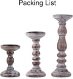 Wood Pillar Candle Holder: 3Pcs Rustic Candle Holders for Pillar Candles Wood Candle Holders Distressed Wooden Farmhouse Large Candle Holder for Fireplace Table (Brown, 6", 8", 12")
