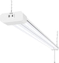 hykolity 1 Pack 4FT Linkable LED Shop Light for Garage, 6500lm, 4FT 60W Utility Light Fixture, 5000K Daylight LED Workbench Light with Plug, Hanging or Surface Mount, White - ETL