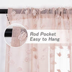 MYSKY HOME Pom Pom Pink Sheer Curtains for Bedroom Girls Room Dusty Rose Curtains 72 Inches Long for Nursery Kids Light Filtering Boho Window Drapes, Rod Pocket, 38" Wide, 2 Panels