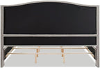 Jennifer Taylor Home Marcella Upholstered Shelter Headboard Bed Set, King, Silver Grey Polyester