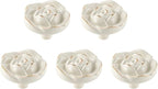 Uenhoy 5 Pcs Rose Drawer Knobs Vintage Dresser Knobs Antique Rose Flower Cabinet Knobs for Dresser Vanity Nightstand Closet with Screws (Ivory White with Golden Edge)