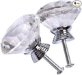 Joyhey 4 Pack 40 mm Diamond Shaped Glass Crystal Knobs with 3 Size Screws for Cabinet, Drawer, Cupboard, Dresser