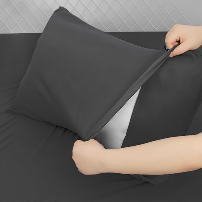 Moonsea Twin XL Sheet Set - 3-Piece Twin XL Sheets with Extra Deep Pocket and Side Pocket - Fits 16 in to 24 in Pillow Top (Black)