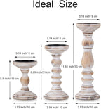 Wood Pillar Candle Holder: 3Pcs Rustic Candle Holders for Pillar Candles Wood Candle Holders Distressed Wooden Farmhouse Large Candle Holder for Fireplace Table (White, 6", 8", 12")