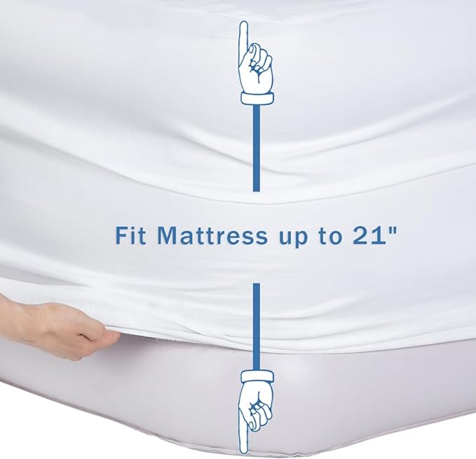 Bedecor Fitted Sheet for Air Mattress Inflate Without Disassembly Convenient & Firm Deep up to 21" White -Full