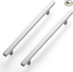 Ravinte Brushed Nickel Cabinet Handles 20 Pack 8 inch Satin Nickel Square Cabinet Pulls Silver Hardware for Kitchen Cabinets 11 inch Overall Length Stainless Steel Drawer Pulls