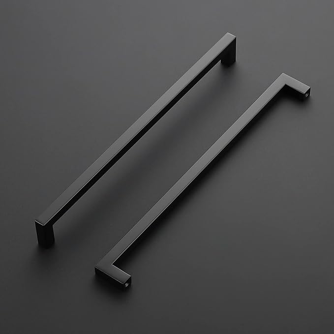 Ravinte 5 Pack Black Cabinet Pulls 11-1/3 Inch Square Kitchen Cabinet Handles Matte Black Kitchen Hardware for Drawer Pulls Drawer Handles Come with Screwdriver