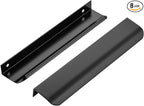 Ravinte Hardware 8 Pack Black Cabinet Handles, 7.8 Inch (200mm) Finger Edge Pulls, 6-1/4 Inch Hole Center, Finger Pulls for Cabinets