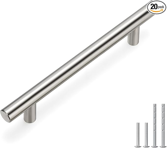 homdiy 20 Pack Brushed Nickel Cabinet Pulls Cabinet Hardware Cabinet Handles Stainless Steel Drawer Pulls 201SN Kitchen Cabinet Handles Cupboard Handles 4-1/2in Hole Centers