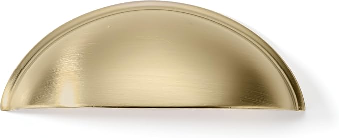 khtumeware 10 Pack 2-1/2" Gold Drawer Pulls Brushed Brass Cabinet Cup Pulls Kitchen Hardware Cabinet Handles Drawer Handles Knobs 2.5 inch Hole Center