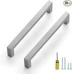 Ravinte 25 Pack Brushed Nickel Kitchen Cabinet Handles 6-1/4 Inch Cabinet Pulls Square Kitchen Hardware for Cabinet Drawer Pulls Drawer Handles Come with Screwdriver