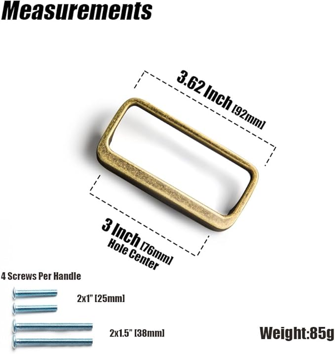 Goo-Ki Antique Brass Cabinet pulls with 3''(76mm) Hole Center,Modern Zinc Alloy Finger Pulls for Drawer,Wardrobe,Cupboard,6 Pack