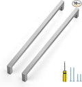 Ravinte 10 Pack Brushed Nickel Kitchen Cabinet Handles 12-3/5 Inch Cabinet Pulls Square Kitchen Hardware for Cabinet Drawer Pulls Drawer Handles Come with Screwdriver