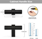 30 Pack Matte Black Cabinet Knobs - Kitchen Cabinet Knobs Black Cabinet Pulls for Kitchen Cabinet Drawer Stainless Steel Dresser Knobs for Cabinet Hardware 2in Length Single Hole T Bar Knbs