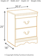 Signature Design by Ashley Huey Vineyard Traditional 2 Drawer Nightstand, 24.45" Tall, Black