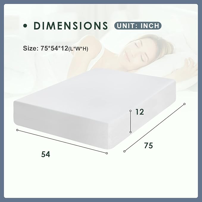 12 Inches Full Size Cooling-Gel Memory Foam Mattress Medium Firm Feel Memory Foam Mattress Bed in a Box Fiberglass Free CertiPUR-US Certified,Full