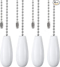 Ceiling Fan Chain Pulls Decorative Extension 12 Inches White Color Wooden Fan Pulls Set Ornaments for Ceiling Light Lamp 4 Pcs －Nickel
