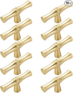 10pcs Cabinet Knobs Single Hole,Bamboo Shape Kitchen Cupboard Dresser Closet Drawer Door Handles Pulls Gold