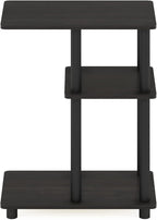 Furinno Turn-N-Tube C-Shape Sofa Side Table, Espresso/Black, Plastic Pole Without Caster