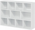 Furinno LUDER Book Shelf, 11-Cube Bookshelf, Reversible Bookcase, 9.4" x 29.1" x 41.7", for Living Room, Bedroom, Home Office, White