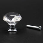 Joyhey 2 Pack 30 mm Diamond Shaped Glass Crystal Knobs with 3 Size Screws for Cabinet, Drawer, Cupboard, Dresser
