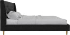 Novogratz The Her Majesty Upholstered Bed, King, Black Velvet