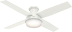 Hunter 52 inch Indoor Ceiling Fan with LED Light and Remote Control - White Modern Ceiling Fan, Low Profile Mount, 4 Blades, For Bedroom, Living Room, or Kitchen, Quiet - Dempsey 59242, Fresh White
