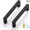 Ravinte 10 Pack Black Cabinet Pulls 4-1/2 Inch Square Kitchen Cabinet Handles Matte Black Kitchen Hardware for Drawer Pulls Drawer Handles Come with Screwdriver