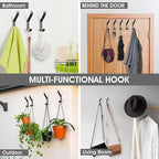 GlazieVault Coat Hooks– Door Hook (5 Pack) - Heavy Duty Wall Mounted - Premium Design Rust Free Hooks