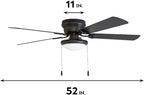 Portage Bay 50251 Hugger 52" Matte Black West Hill Ceiling Fan with Bowl Light Kit