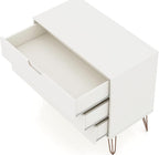 Manhattan Comfort Rockefeller 3 Drawer Dresser for Bedroom Storage, Nursery, Closet, Living Room, Entryway, TV Stand for Screens up to 32 Inches, Anti-Tip Kit Included, Set of 2, White
