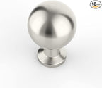 Amerdeco 10 Pack Brushed Satin Nickel Cabinet Knobs Single Hole Cabinet Pulls Round Kitchen Cabinet Knobs Solid Drawer Knobs Dresser Knobs and Pulls for Bathroom Cabinets ZH0041