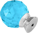 12 Pcs 30mm Round Shape Crystal Glass Cabinet Knobs with Screws Drawer Knob Pull Handle Used for Kitchen, Dresser, Door, Cupboard(Azure)
