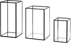 PHOSPHOR Glass Hurricane Candle Holder Set of 3 PCS Large Glass Square Candle Holder Black Lanterns Decorative for Pillar Candle Indoor Candle