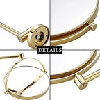 DOWRY 8-Inch Double-Sided Wall Mounted Makeup Mirror with 10x Magnification,14.4-Inch Extension,Gold Finish 1305J(8in,10x)