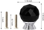 12 Pcs 30mm Round Shape Crystal Glass Cabinet Knobs with Screws Drawer Knob Pull Handle Used for Kitchen, Dresser, Door, Cupboard(Black)
