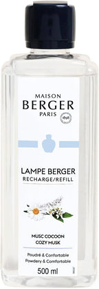 Maison Berger - Cosy Musk - Lampe Berger Fragrance Refill Oil for Home Diffusers - Luxury Air Freshener with Orange Blossom, Chamomile & White Musk Notes - 16.9 Fl Oz (500ml)