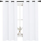 NICETOWN White Window Curtain Panels - 50% Light Blocking Curtains for Bedroom & Dining Room Window (Set of 2, 42 inches x 63 inches)