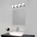 Design House Vanity Lighting, Steel Construction, 4 Vanity Lights, Dimmable, Uses four 60W Bulbs, Polished Chrome, 24.0 In. W x 4.3 In. H x 2.0 In. D, 500892