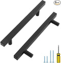 Ravinte Black Cabinet Handles 5 Pack 5 inch Matte Black Square Cabinet Pulls Kitchen Hardware Modern Pulls 7-3/8 inch Overall Length Kitchen Drawer Handles