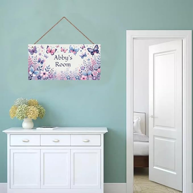 Personalized Sign Vintage Butterfly Wall Decor For Kids Room Decoration Nursery Decor Party Decorations For Little Man Cave Wall Art Decor For Boys Room Girls Bedroom