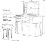 Bobkona St. Croix Collection Vanity Set with Stool, Cherry