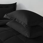 CozyLux Oversized Queen Comforter Set Black - 7 Pieces Bed in a Bag Comforter Set with Sheets, Luxury Soft Bed Set All Seasons, Bedding Set with Down Alternative Comforter, Sheets, Pillowcases & Shams