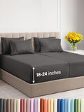 Extra Deep Split King Sheet Set - 7 Piece Breathable and Cooling Sheets - Hotel Luxury Bed Sheets Set - Easy Fit - Soft, Wrinkle Free and Comfy Sheets Set - Charcoal Sheet Set with Extra Deep Pockets