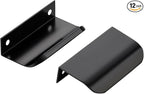 Ravinte Hardware 12 Pack Black Cabinet Handles, 3 Inch (76mm) Finger Edge Pulls, 2 Inch Hole Center, Finger Pulls for Cabinets