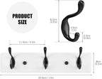 Wooden Coat Rack, Wall-Mounted Organizer for Closet, Entryway, Hallway, Foyer, Bedroom, Heavy Duty Double Hooks for Hanging Towels, Bags, Hats, Jackets, Key (WhiteBlack, 3 Hooks)